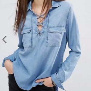 Abercrombie & Fitch Soft Lace Up Denim Shirt